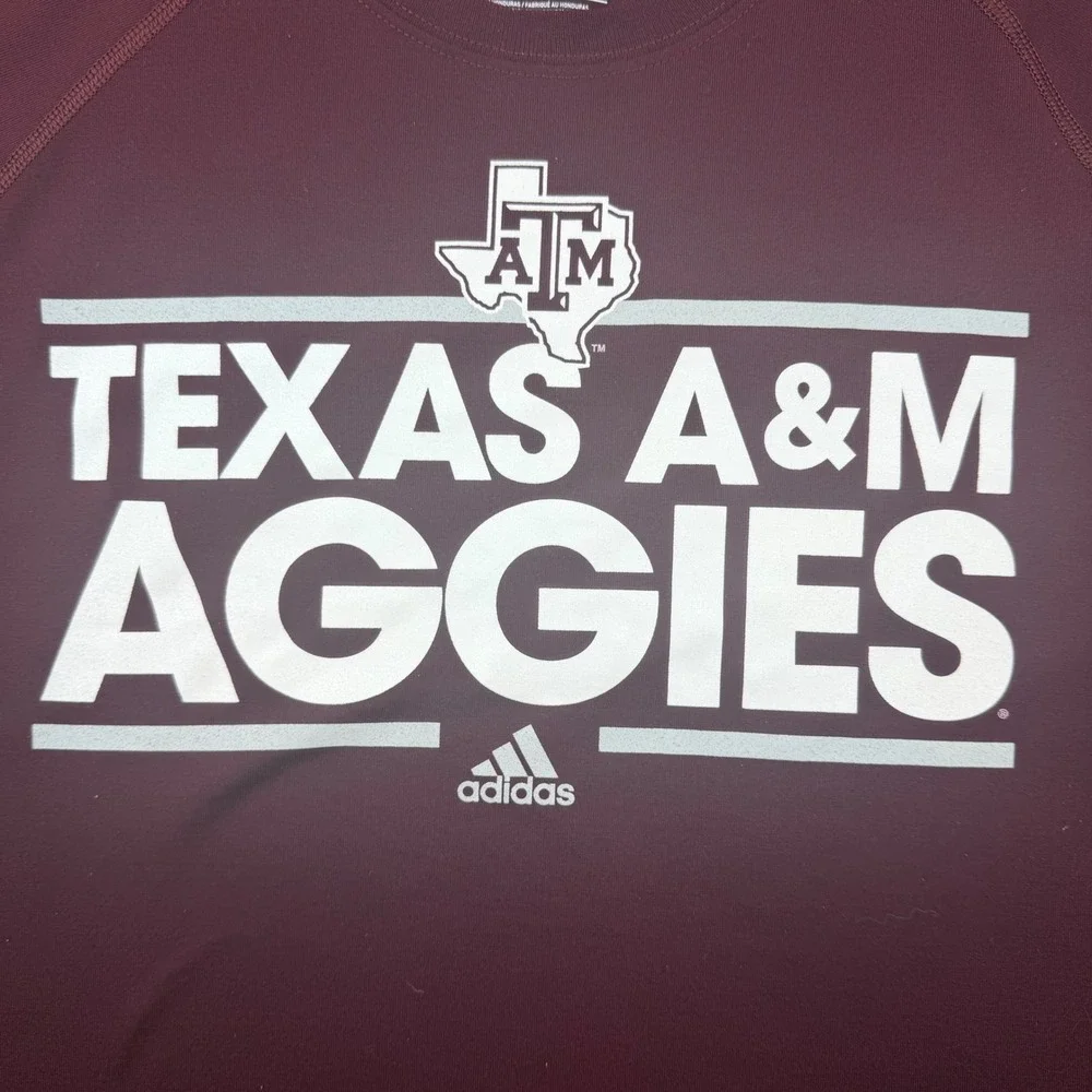Adidas T-Shirt Men's XL Maroon Texas A&M Aggies‎ Ultimate Tee Climalite Raglan